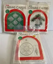 Canvas Capers Vintage Plastic Canvas Kits, Lot Of 3