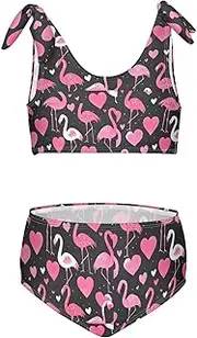 [Caihoyu] Girls Swimsuits Bikini Set 2 Piecing Teen Bathing Suits Cute Tankini Bikini Set with Adjustable Strap
