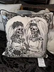 Cynthia Rowley Halloween Skeleton Brides Decorative LGBTQ Throw Pillow Cream New