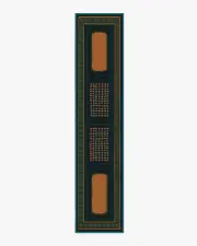 75' x 365' | Machine Washable Runner Rug | Kid & Pet Friendly | Indoor Rug | Architectural Digest Nerissa Teal & Gold Tufted Rug | Ruggable