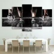 Fitness Gym Workout Weighlifting Exercise Room Framed 5 Piece Canvas Wall Art Pa