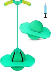 Super-Life Pogo Jumper with Handle and Ball Pump, High Jump Toy Bounce Jump Trick Board Pogo Bouncing Ball Safe and Fun Pogo Stick for Kids Boys Girls and Adults (Green)