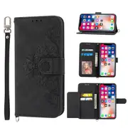 MCC iPhone X Xs Wallet Case Cover Extra Card Slots with Strap Apple iPhoneX [Black]