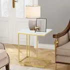 C Marble Side Coffee Table Laptop Desk Skinny Snack Tray Table Space Saving Desk
