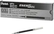 Pentel Refill Ink for EnerGel Liquid Gel Pen, (0.3mm), Extra Fine Line, Needle Tip, Black Ink, Box of 12 (LRN3-A)