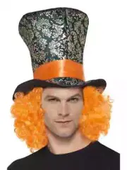 Adult Disney Alice In Wonderland Mad Hatter Halloween Top Hat with Hair