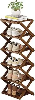 6 Tier Shoe Rack, Bamboo Foldable Shoes Organizer Free Standing Shelf for Entryway, Closet, Bedroom, Hallway