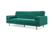 Three-Seater Button Tufted Green Velvet Sofa Bed