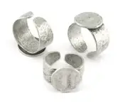Signet Ring Hammered Adjustable Blank - Antique Silver Plated Brass 4-7US 3954