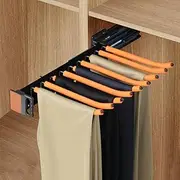 Valet Rod For Closet Pull Out, Bearing 25kg Retractable Pants Rack, Aluminum Alloy Pull Out Closet Rod, Damping Silent Track Clothes Coat Hanger, Extendable Storage Clothes Rail (Color : Dark brown