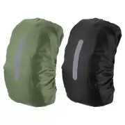 2Pcs 55-65L Waterproof Backpack Rain Cover Vertical Strap l Black/Army Green
