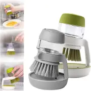 2 PCS Multifunctional Press Cleaning Brush, Kitchen Cleaning Brush with Soap Dis