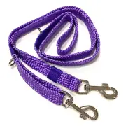 PURPLE Double Ended Tethering Dog Lead/Leash Plaited Polyester Webbing