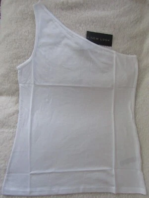 New Look Ladies One Shoulder Vest Top White UK 14 /EU 42 Brand New With Label