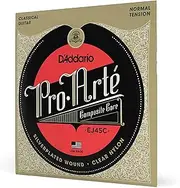 [D'Addario] Guitar Strings - Pro-Arte Classical Guitar Strings - EJ45C - Nylon Guitar Strings - Silver Plated Wrap, Composite Core, Clear Nylon Trebles - Normal Tension