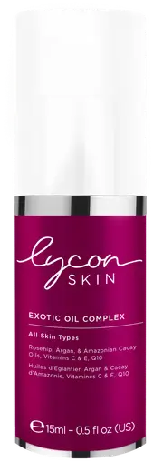 Lycon Exotic Oil Complex 15ml for all skin types, enriched with Rosehip, Argan, Cacay Oils, Vitamins C & E, Q10.