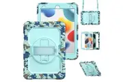 2019 iPad 7th Gen 10.2 Inch Full-Body Drop Protection Cover with Screen Protector & Shoulder Strap-Blue Camo