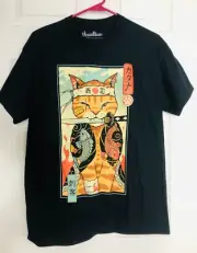 Threadless Vincent Trinidad Men's Medium Black Cat Knife Short Sleeve T-Shirt