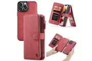 For iPhone 13 Pro Case, Wallet PU Leather Detachable Folio Cover, Red