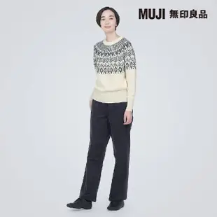 【MUJI 無印良品】女美麗諾羊毛緹花織紋圓領針織衫(共2色)