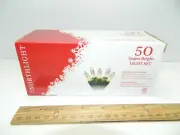 Set 50 WHITE Mini holiday Christmas TREE Lights 2.5” Spacing - Green Wire 10 fT