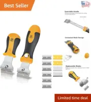 Heavy-Duty Razor Blade Scraper Set with 10 Extra Blades - Multi-Purpose Clean...