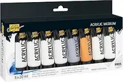KREUL 85931 SOLO GOYA Acrylic Medium Set, 8 Texture Pastes in 20 ml Tubes, Starter Set for Simple 3D Art Projects