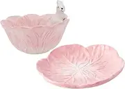 OKUMEYR Adorable Rabbit Cabbage Bowl Boys and Girls Dinner Plate Ceramic Bowl Safe Sturdy for Little Ones