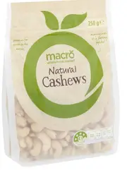 2 x Macro Natural Cashew Kernels 250g