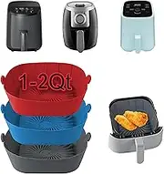 SIUDANGKA Air Fryer Silicone Liners for 1-2 Qt Air Fryers, 3 Pack Square Non-Stick Reusable Small Airfryer Liner Silicone Pot Basket Bowl Tray Air Fryer Accessories for COSORI, Ninja, CHEFMAN