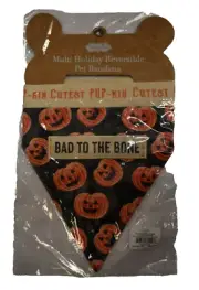 Mud Pie Holiday Reversible Pet Bandana Bad To The Bone Feast Mode Design