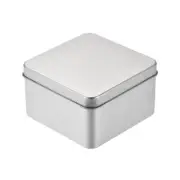 Metal Tin Box, 3.54" x 3.54" x 2.17" Tinplate Containers with Lids, Silver Tone