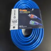 Century Wire D17446100 Pro Glo 12/3 100 Foot Extension Cord Blue Single-Ended