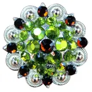 22HS 32 Perstop Green Brown Crystals Berry Concho Rhinestone Headstall Saddle