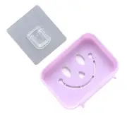 Plastic Soap Dish Holder Rack Adhesive Bathroom Wall Mounted Soap Organizer(Purple)
