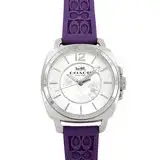 在飛比找遠傳friDay購物優惠-COACH C LOGO立體浮雕橡膠錶帶女士腕錶-葡萄紫色