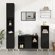 Sink Cabinet Black 80x33x60 cm Engineered Wood,Bathroom Vanity Units 20KG-821285