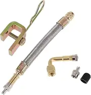 X AUTOHAUX 1 Set 90 Degree Copper Tire Valve Extension with Flexible Stainless Steel 140mm Tyre Valve Inflation Adapter for Car Motorcycle RV Truck Bike