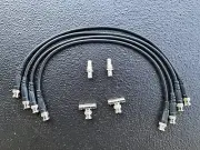 BNC 50 Ohm Antenna Splitter Combiner Kit With 4 Gold Tip 20" Cables and Fittings