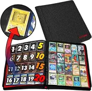 1280+ Cards 20 Pocket Card Binder Collector Card Album - Pages Compatible with Pokemon Cards, Sports Cards, Yugioh, MTG and Other TCG - Trading Card Sleeve with Side Loading Pockets (Carbon Fiber/Red)