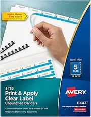 Index Maker Print & Apply Clear Label Dividers with White