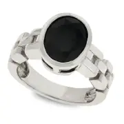 Oval Onyx Ring in Sterling Silver