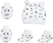 [WRITWAA] Baby Anti-scratch Gloves Foot Cover Newborn Cotton Hat Set Soft Cotton Gloves for Toddlers Baby Products