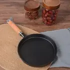 20/26cm Pancake Pan Wood Handle Crepe Maker Cast Iron Frying Pan Restaurant