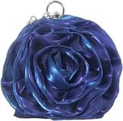 [DEBIMY] Rose Shaped Evening Bag Soft Satin Clutch Purse Floral Wristlet Handbag for Women Wedding Party Purse