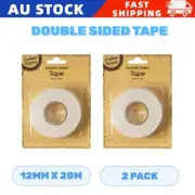2PK Double Sided Tape 20Mx12mm Thin Adhesive Tape Craft Clear Colour Easy Peel