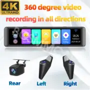 4K Car Dash Cam DVR Rear View Mirror 4 Cameras Video ADAS 12in Parking Monitor (for: Audi)