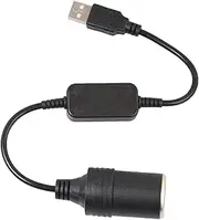 USB to Cigarette Lighter 12 V - USB Cigarette Lighter Adapter | 5 V USB A Male to 12 V Cigarette Lighter Female Converter | Male to Female Socket Converter for Car Recorder
