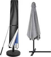 Neween Parasol Umbrella Cover with Rod, Waterproof Patio Umbrella Covers with Zip and Storage Bag, Windproof Garden Umbrella Cover for 1.8-3.5m Outdoor Umbrella Patio (Black, 170x25(top)x35(bottom)cm)