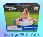 Summer Waves Rainbow 2 Ring Pool Kiddie Children's Inflatable Pool.